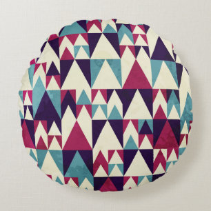 Retro Triangle Geometric Seamless Mönster Rund Kudde