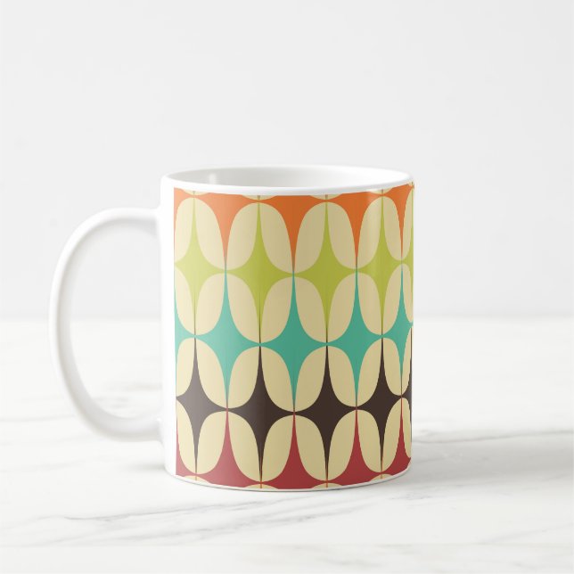 Retro Triangles: Geometric Mönster Throwback Kaffemugg (Vänster)