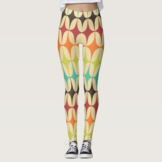 Retro Triangles: Geometric Mönster Throwback Leggings (Framsida)