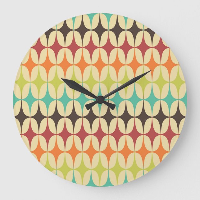 Retro Triangles: Geometric Mönster Throwback Stor Klocka (Framsida)