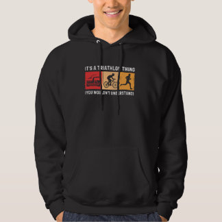 Retro Triathlon Art För manar Women Sport Triathle Hoodie