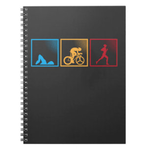 Retro Triathlon Swimming Cycling Runing Idrottsman Anteckningsbok