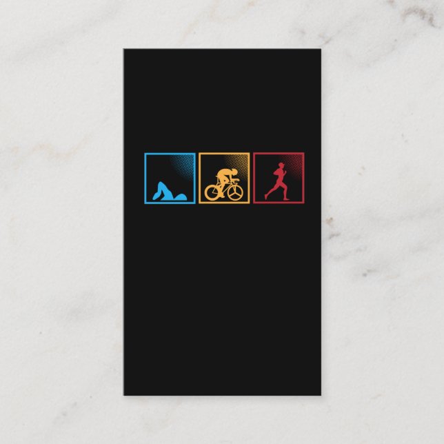 Retro Triathlon Swimming Cycling Runing Idrottsman Visitkort (Framsida)