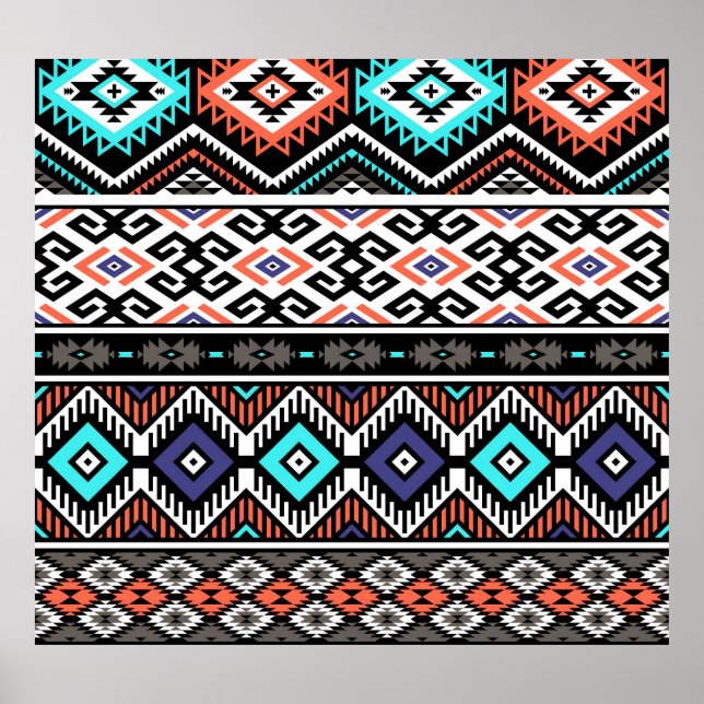 Retro Tribal Navajo: Geometric Seamless. Poster (Framsidan)