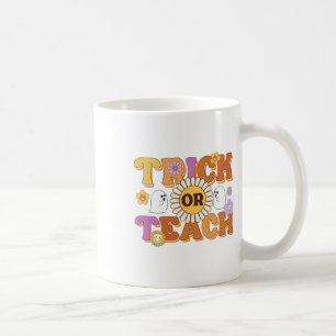 Retro Trick eller Teach Ghost Teacher Halloween Co Kaffemugg