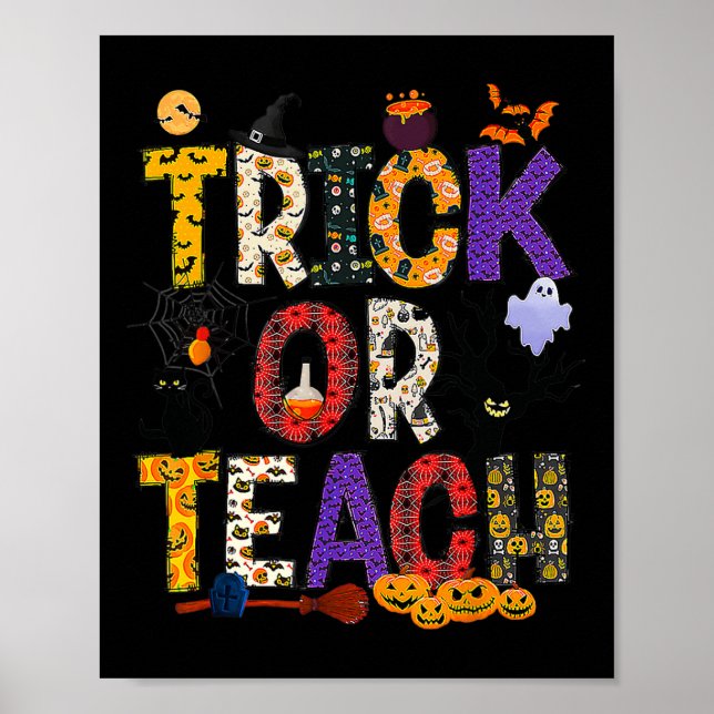 Retro Trick eller Teach Teacher Halloween Costume  Poster (Framsidan)