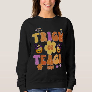 Retro Trick Or Teach Ghost Teacher Halloween Kosty T Shirt