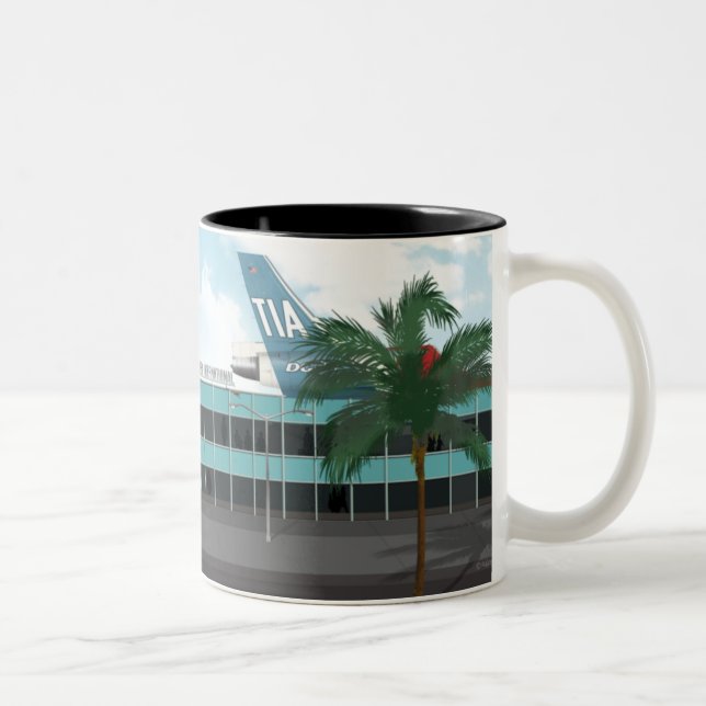 Retro Trident Jet Age Silohuette Mug Två-Tonad Mugg (Höger)