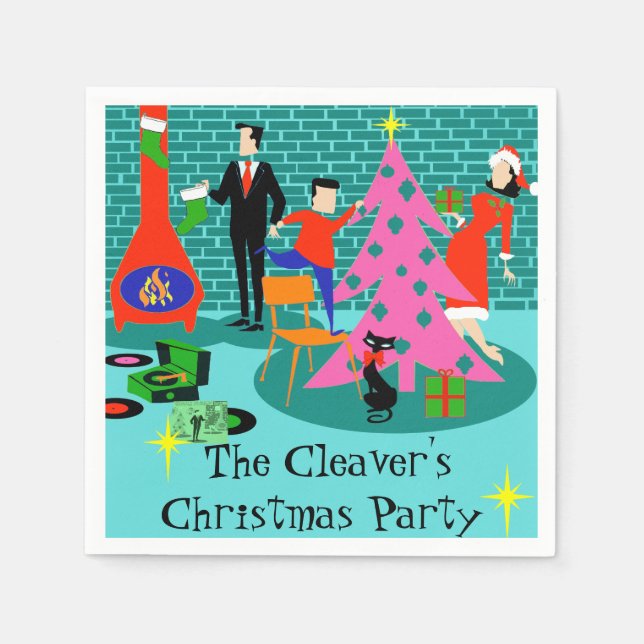 Retro Trimming av Julgran Pappra Napkins Pappersservett (Framsidan)