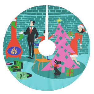 Retro Trimning av Julgran Skirt Julgransmatta Borstad Polyester