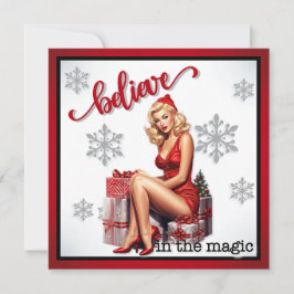 Retro Tro på magi julpinup Julkort