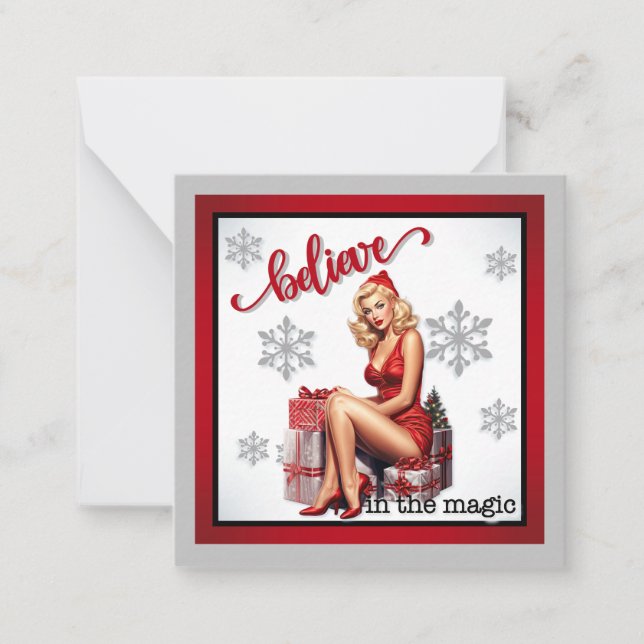 Retro Tro på Pinupet för magiska jular Anteckningskort (Framsida)