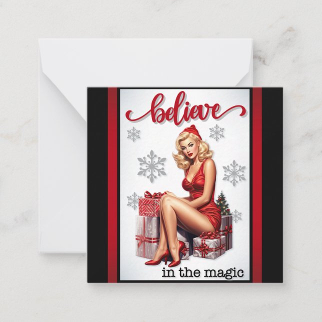 Retro Tro på Pinupet för magiska jular Anteckningskort (Framsida)