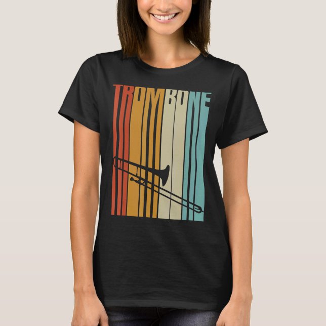 Retro Trombone Coola Brass Instruments T Shirt (Framsida)