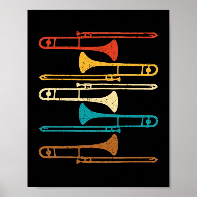 Retro Trombone - Jazz Poster (Framsidan)