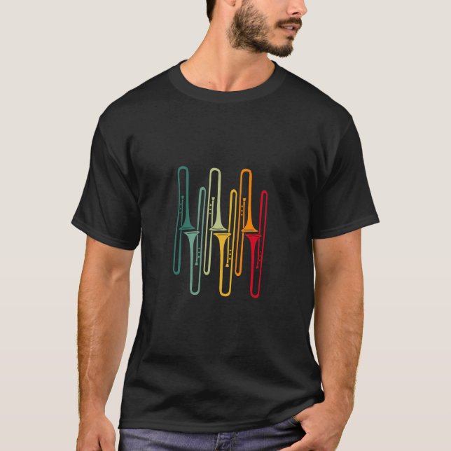 Retro Trombone T Shirt (Framsida)