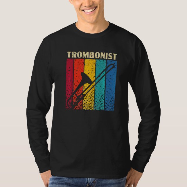 Retro Trombonist Musical Instrument Musician Tromb T Shirt (Framsida)