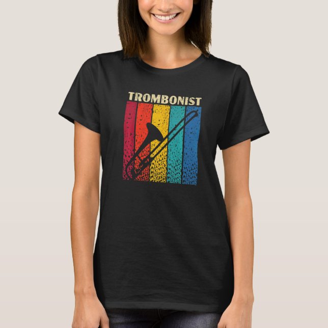 Retro Trombonist Musical Instrument Musician Tromb T Shirt (Framsida)