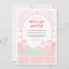 Retro Tropical 16:e födelsedagen Bassäng Party Inbjudningar