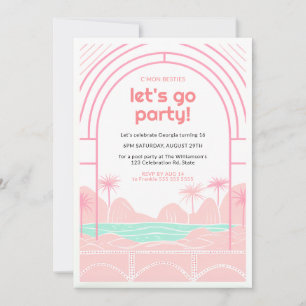 Retro Tropical 16:e födelsedagen Bassäng Party Inbjudningar
