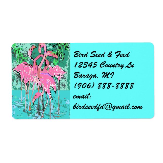 Retro Tropical Abst Rosa Flamingos Flamingo Labels Fraktsedel (Framsidan)