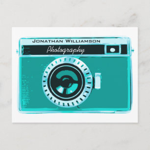 Retro Tropical Aqua Camera Photography Business Vykort