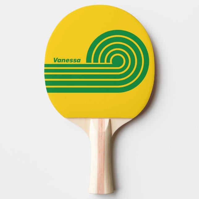 Retro Tropical Banana Dual Curl Ränder med Namn Pingisracket (Framsidan)