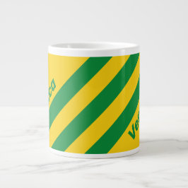 Retro Tropical Banana Tre Ränder med Namn Jumbo Mugg