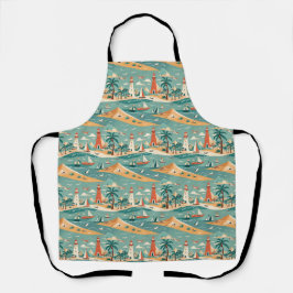 Retro Tropical Beach Apron