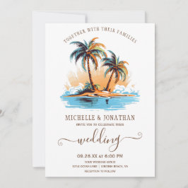 Retro Tropical Beach Destination Wedding Inbjudningar