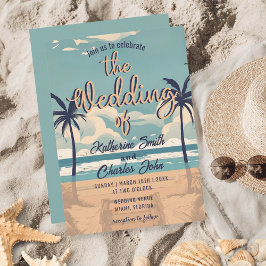 Retro Tropical Beach Destination Wedding Inbjudningar