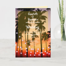 Retro Tropical Beach Handflatan Träd Photo Bröllop
