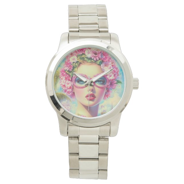 Retro Tropical Beauty Armbandsur (Framsida)