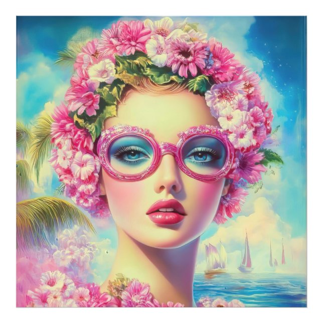 Retro Tropical Beauty Fototryck (Framsidan)