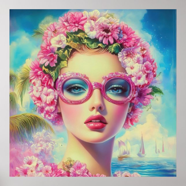 Retro Tropical Beauty Poster (Framsidan)