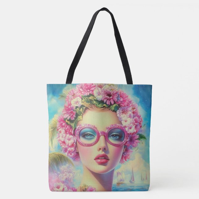 Retro Tropical Beauty Tygkasse (Framsida)