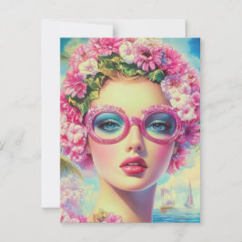Retro Tropical Beauty Vykort