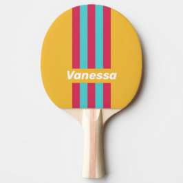 Retro Tropical Breeze Randiga ränder med namn Pingisracket
