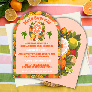 Retro Tropical Citrus Pickleball Möhippa Inbjudningar