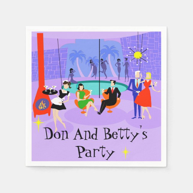 Retro Tropical Cocktail Party engångserkapslar Pappersservett (Framsidan)