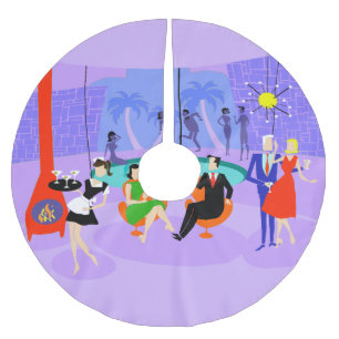 Retro Tropical Cocktail Party Julgran Skirt Julgransmatta Borstad Polyester