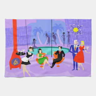 Retro Tropical Cocktail Party Kitchen Towel Kökshandduk