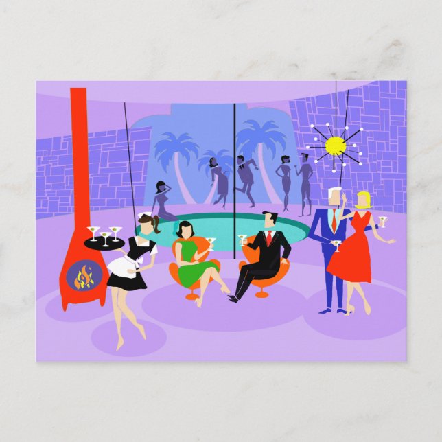 Retro Tropical Cocktail Party vykort (Framsida)