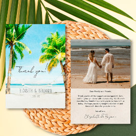 Retro Tropical Destination Photo Beach Wedding Tack Kort