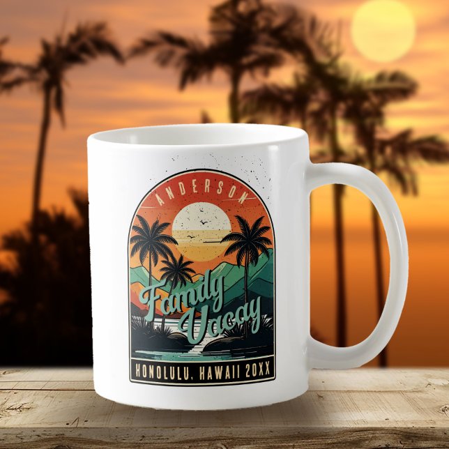 Retro Tropical Family Vacation ID1135 Kaffemugg (Skapare uppladdad)