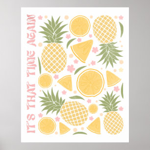 Retro Tropical Fruits sommartid Ananas Poster