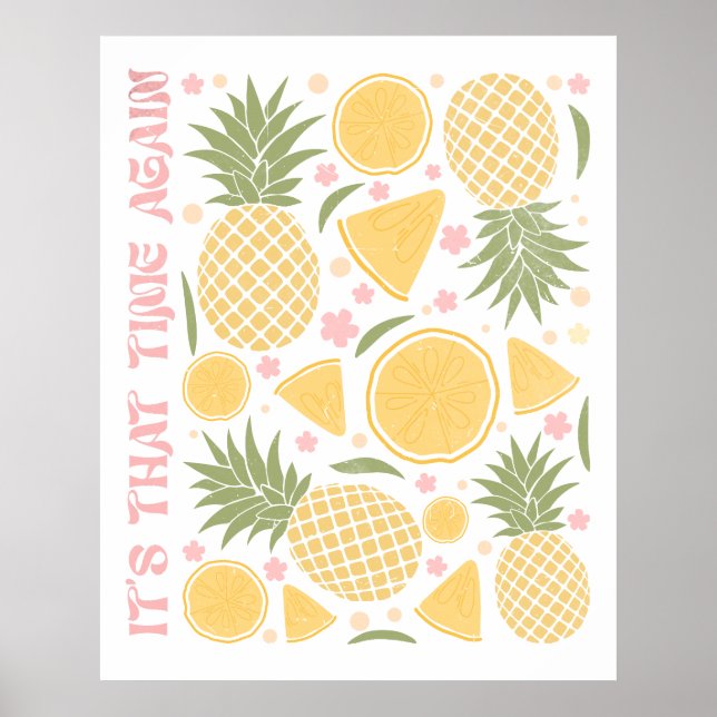 Retro Tropical Fruits sommartid Ananas Poster (Framsidan)