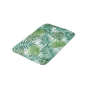 Retro Tropical Grönt Handflatan Löv Mönster Badrumsmatta