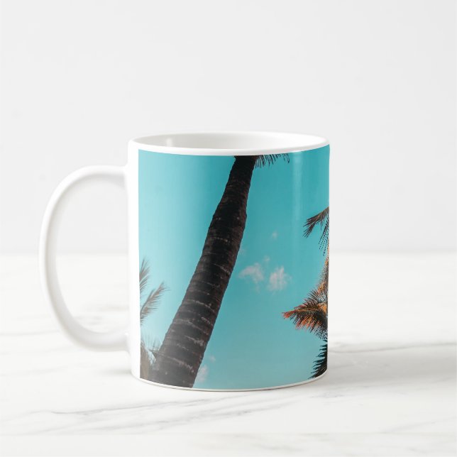 RETRO TROPICAL HANDFLATAN TRÄD AV BEACH KAFFEMUGG (Vänster)