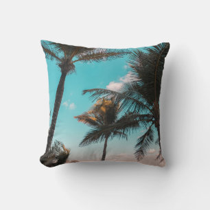RETRO TROPICAL HANDFLATAN TRÄD AV BEACH KUDDE